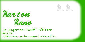 marton mano business card